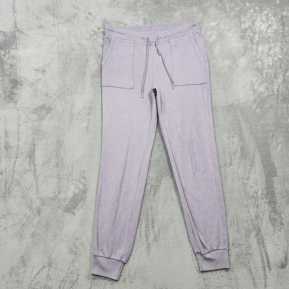 Jockey Pants Womens M Purple Thermal Knit Jogger Drawstring Cuffed Lounge